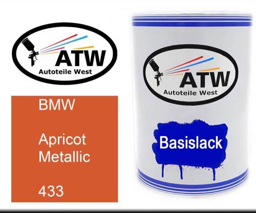 BMW, Apricot Metallic, 433: 500ml Lackdose, von ATW Autoteile West.